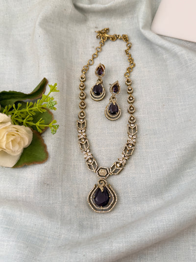 Victorian Stone Necklace Short Designer Set| N0735