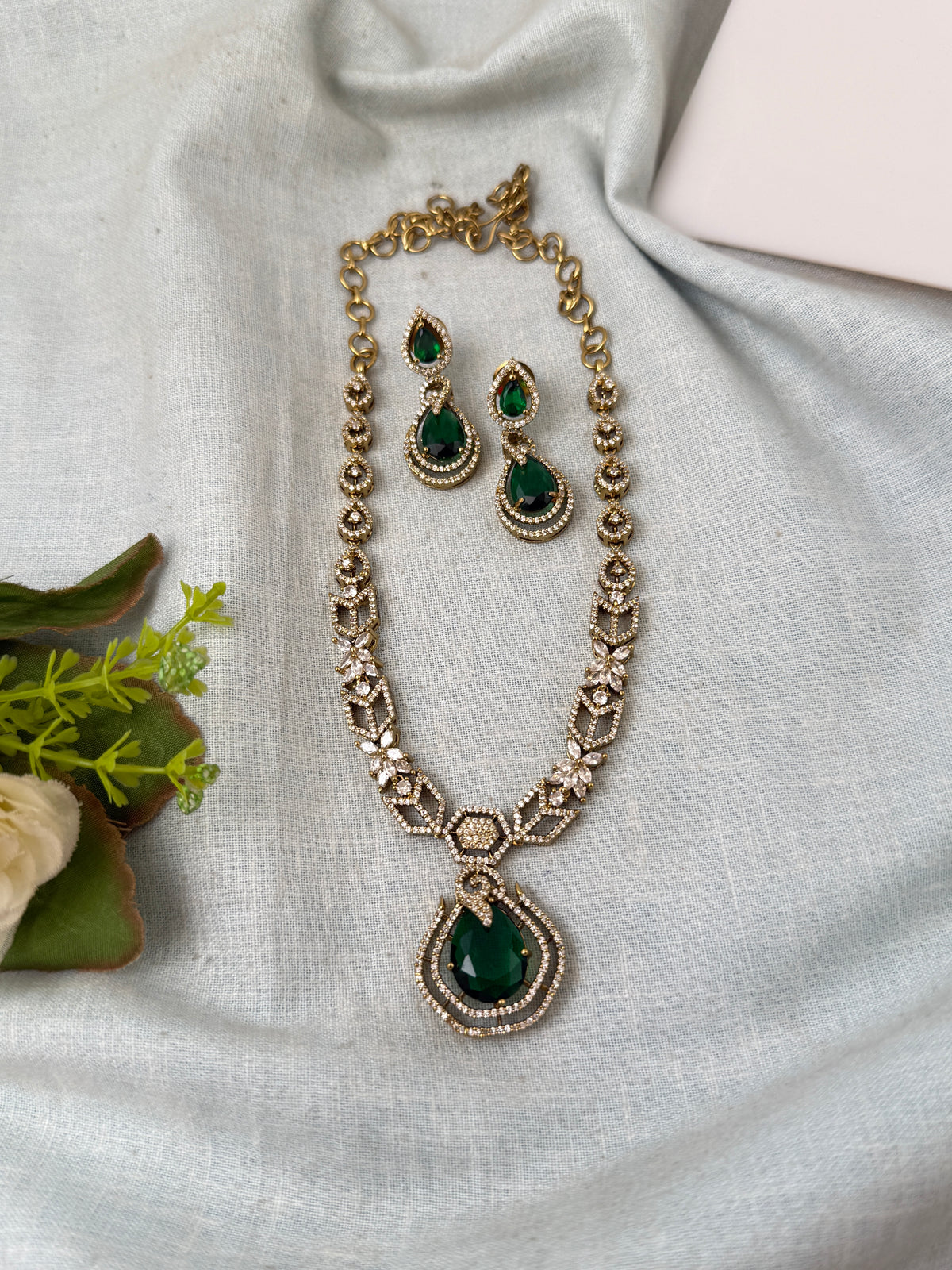 Victorian Stone Necklace Short Designer Set| N0730