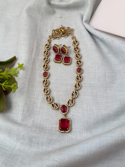 Victorian Stone Necklace Short Designer Set| N0722