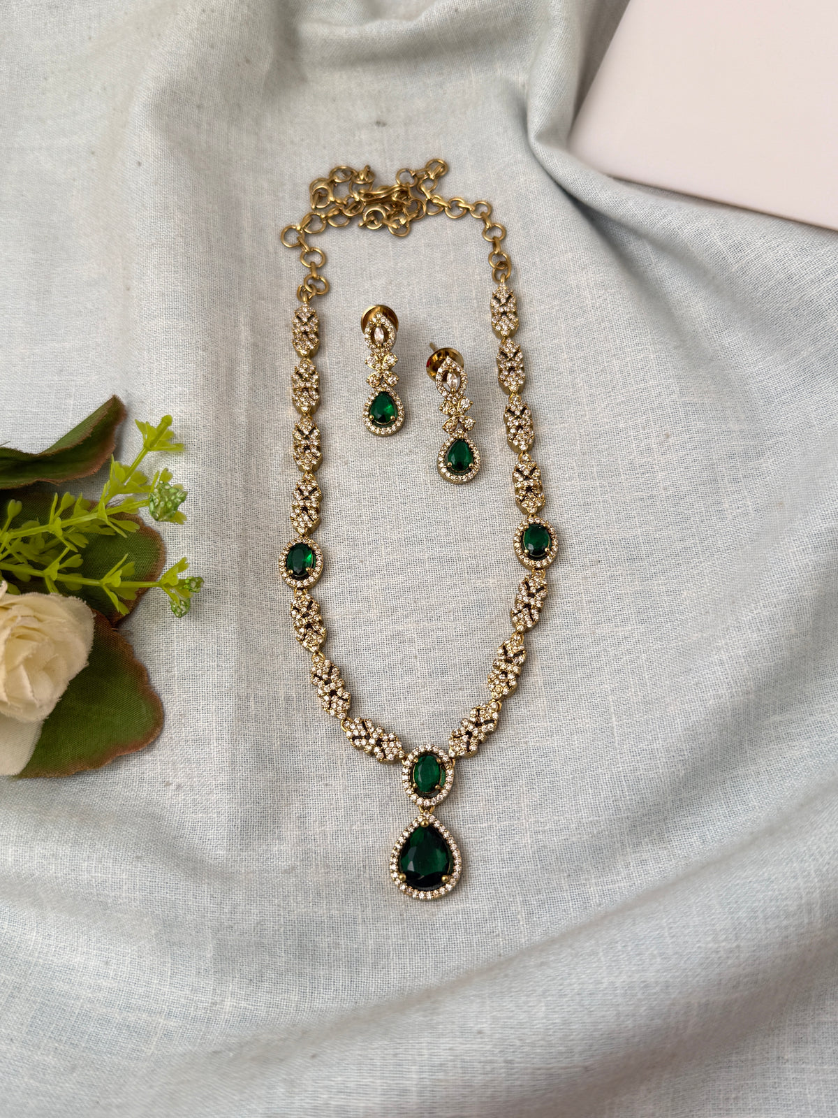 Victorian Stone Necklace Short Designer Set| N0639