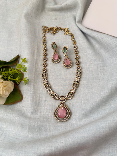 Victorian Stone Necklace Short Designer Set| N0731