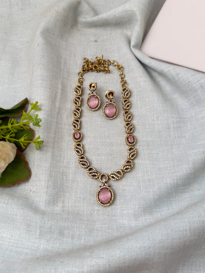 Victorian Stone Necklace Short Designer Set| N0706