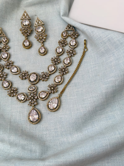 Victorian Stone Layered Necklace Short Set| N0736