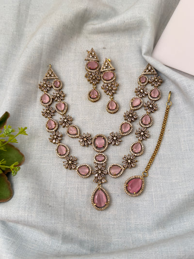 Victorian Stone Layered Necklace Short Set| N0740