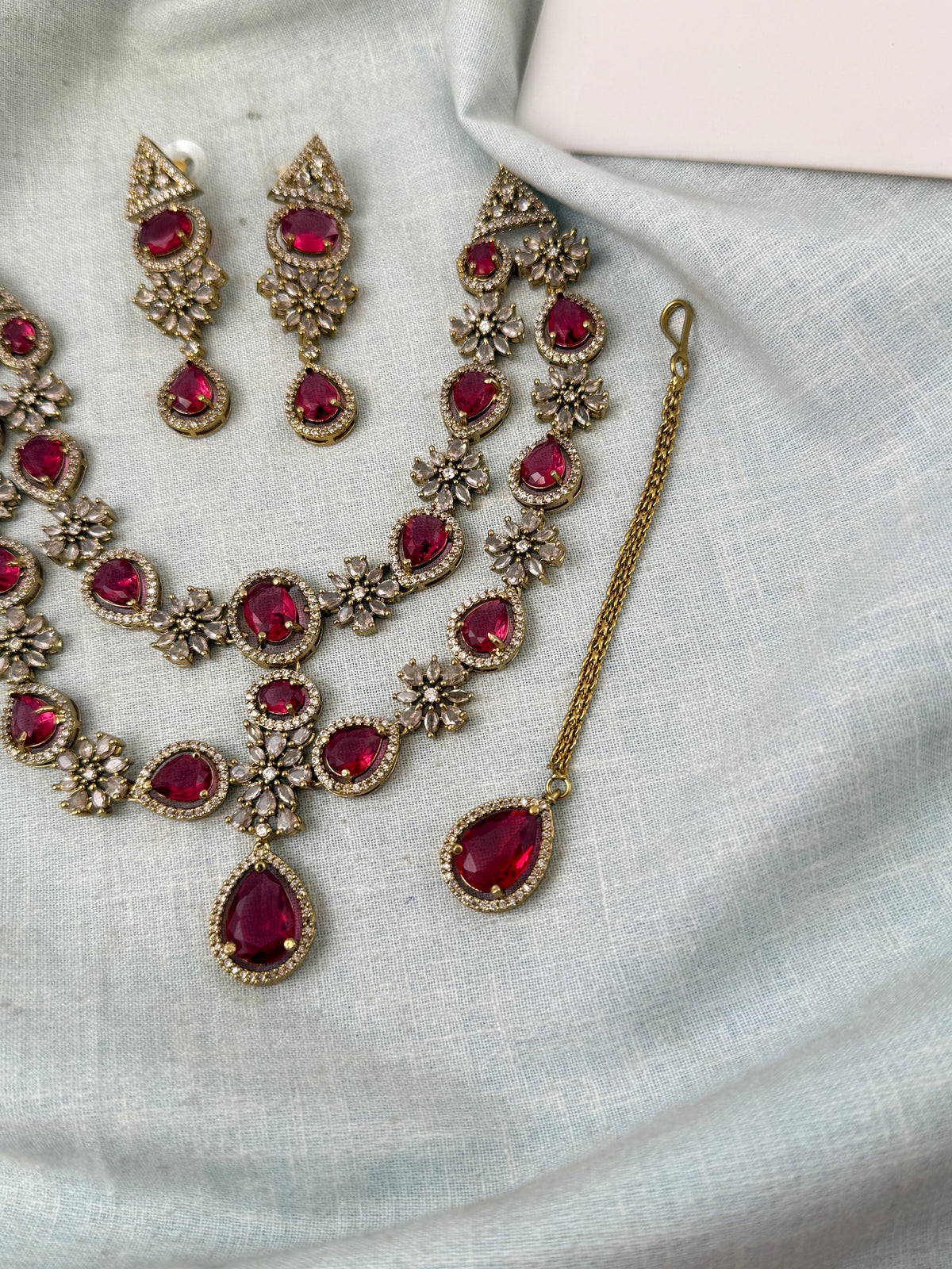 Victorian Stone Layered Necklace Short Set| N0737
