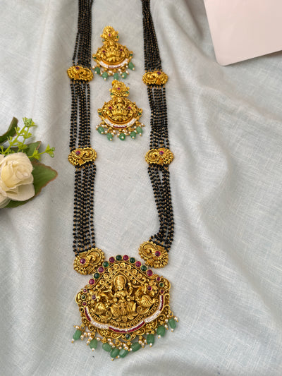 Antique Black Beads Pendant Chain Necklace| N0749