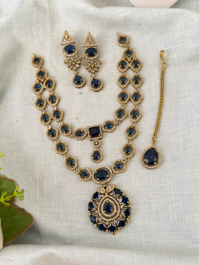 Victorian Stone Layered Necklace Short Set| N0746