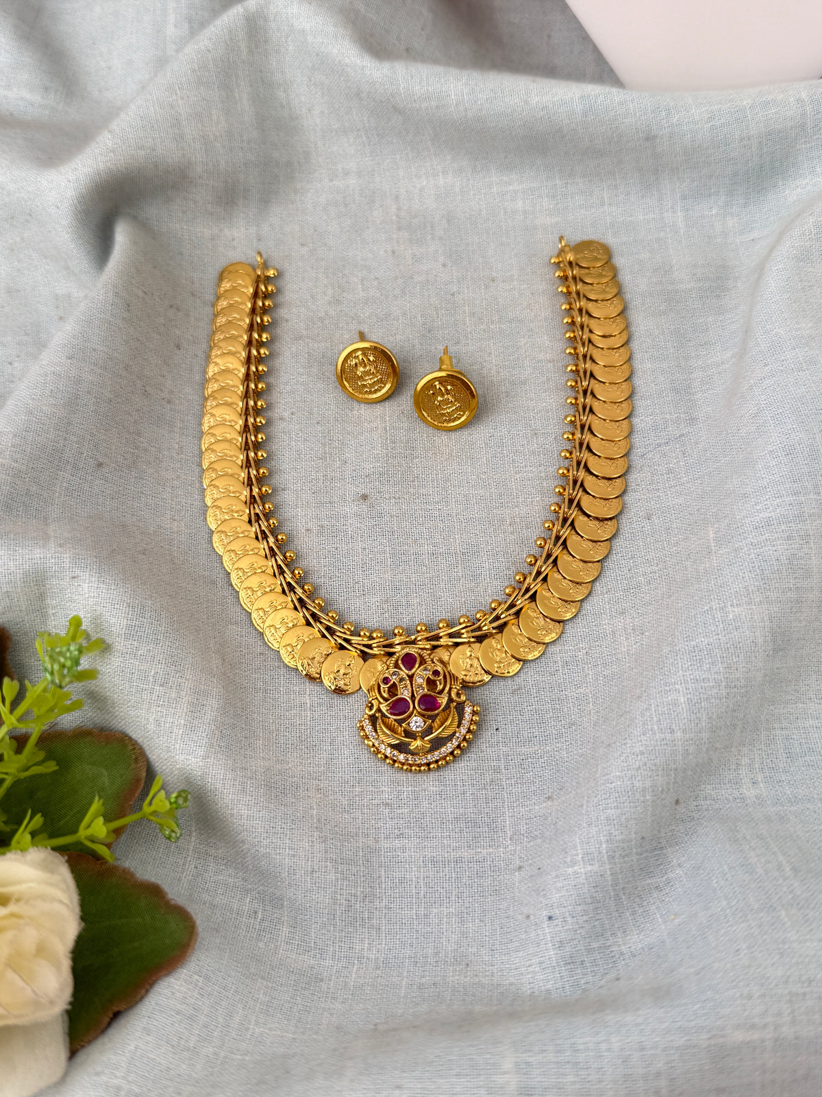 Antique Kaasu Necklace Short Set Premium| N0680