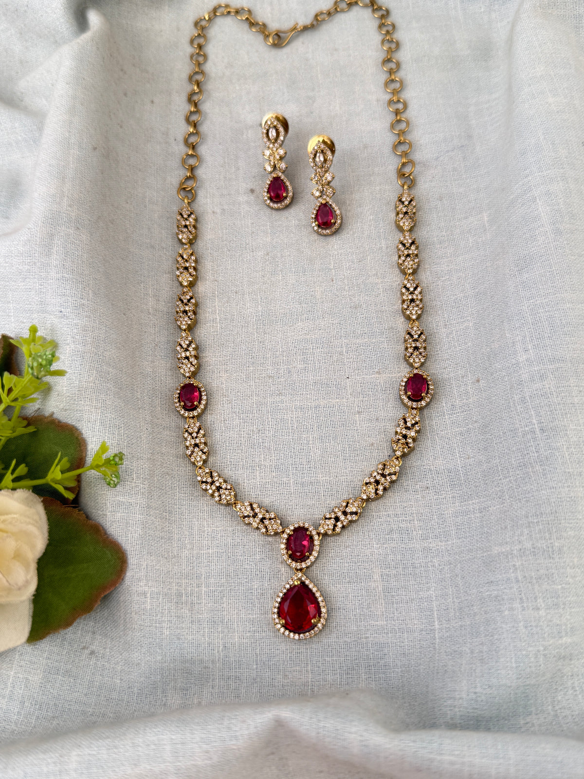 Victorian Stone Necklace Short Set| N0692