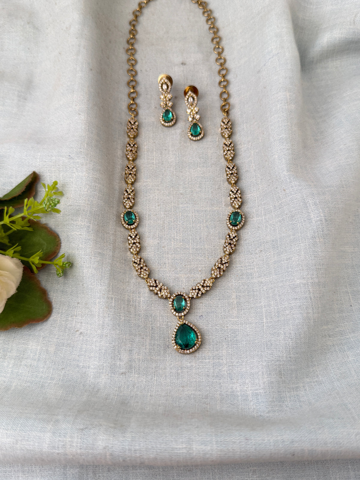 Victorian Stone Necklace Short Set| N0697