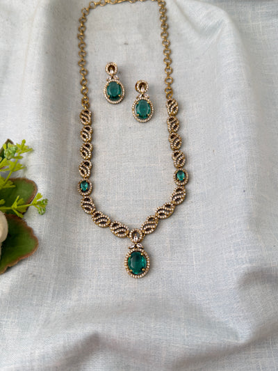 Victorian Stone Necklace Short Set| N0704