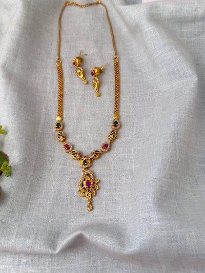 Antique Designer Necklace Mango Pendant Short Set Premium| N0679