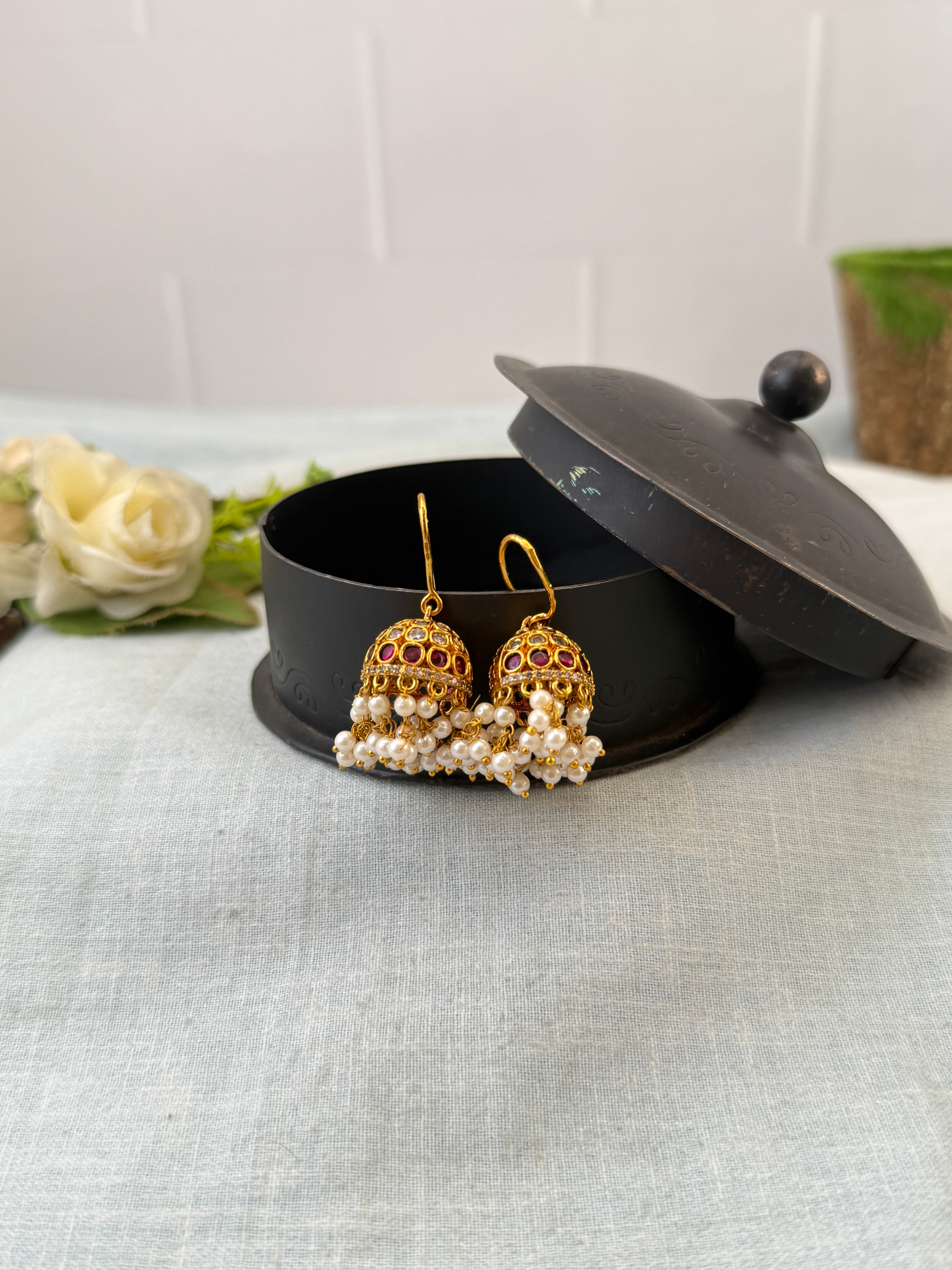 Antique Earrings, Bridal antique earrings, Antique Jhumka