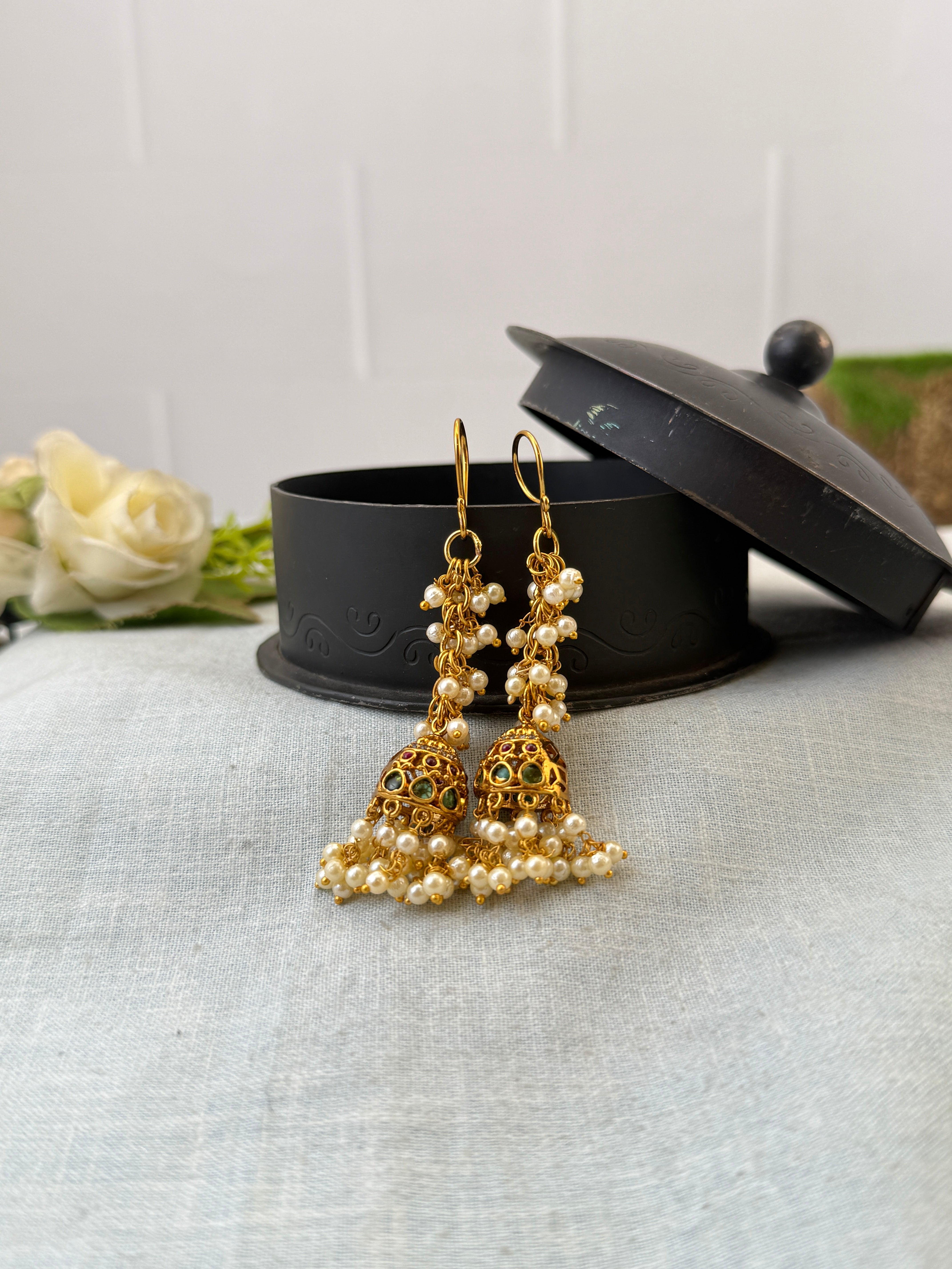 Antique Earrings, Bridal antique earrings, Antique Jhumka