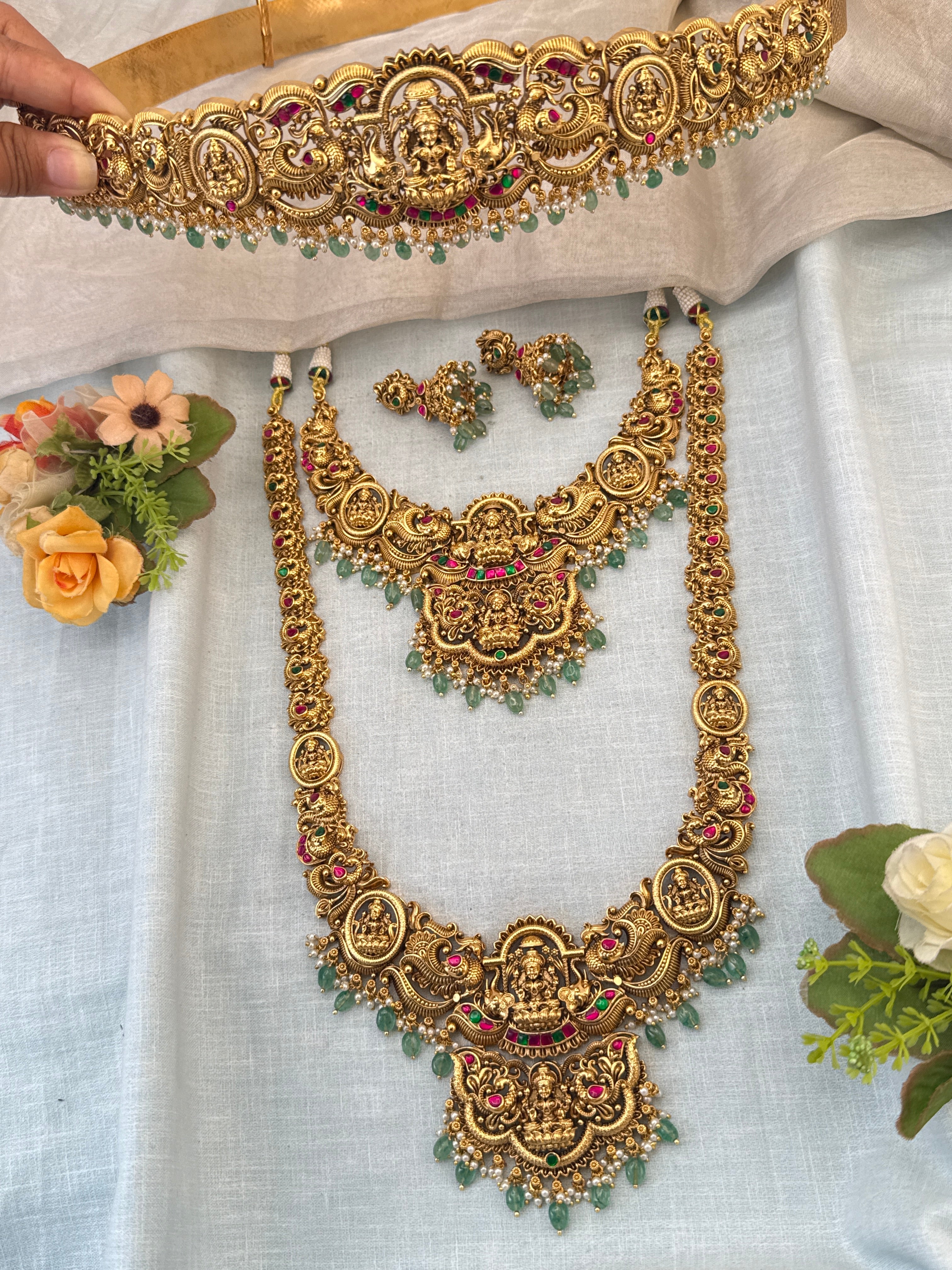 Bridal necklace set, premium indian bridal necklace set, grand bridal necklace, royal bridal necklace full set