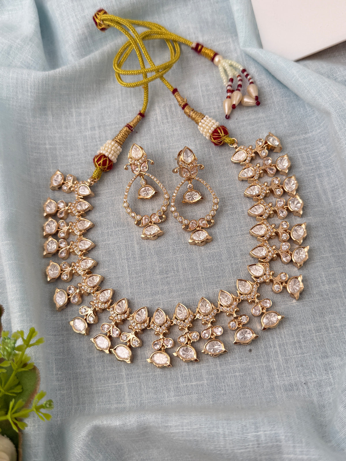 Kundan Layered Necklace Premium Short Set | N0813
