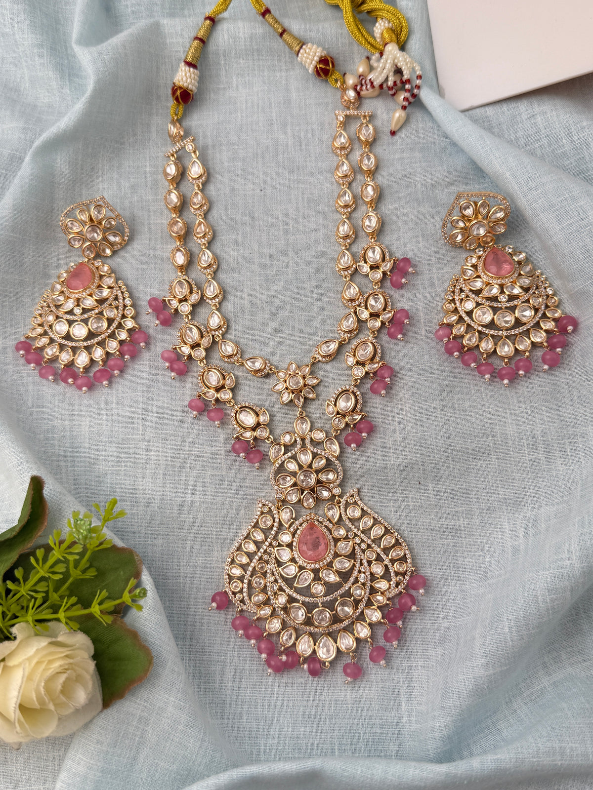 Kundan Layered Necklace Luxury Long Set | N0830
