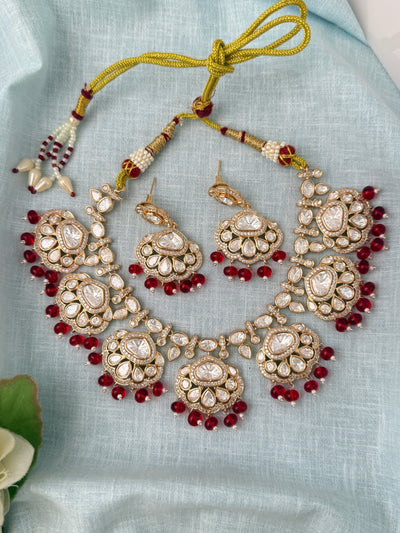 Kundan Floral Necklace Luxury Short Set | N0833