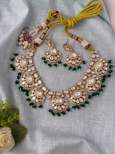 Kundan Floral Necklace Luxury Short Set | N0834