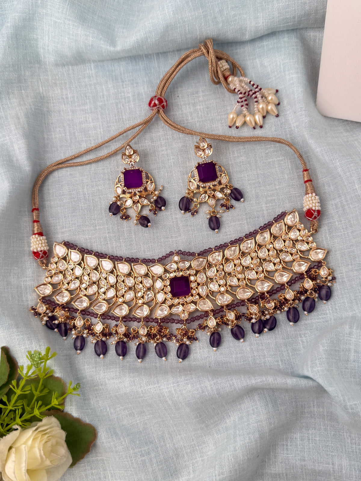 Kundan Choker Necklace Set Premium| N0822
