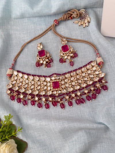 Kundan Choker Necklace Set Premium| N0820
