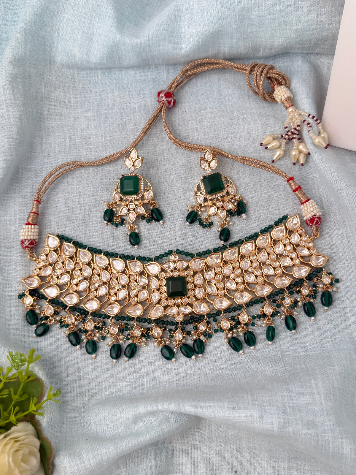 Kundan Choker Necklace Set Premium| N0821