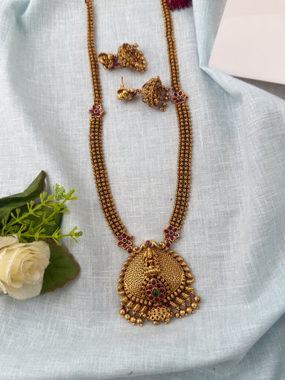 Antique Designer Necklace Lakshmi Pendant Royal Long Set| N0842