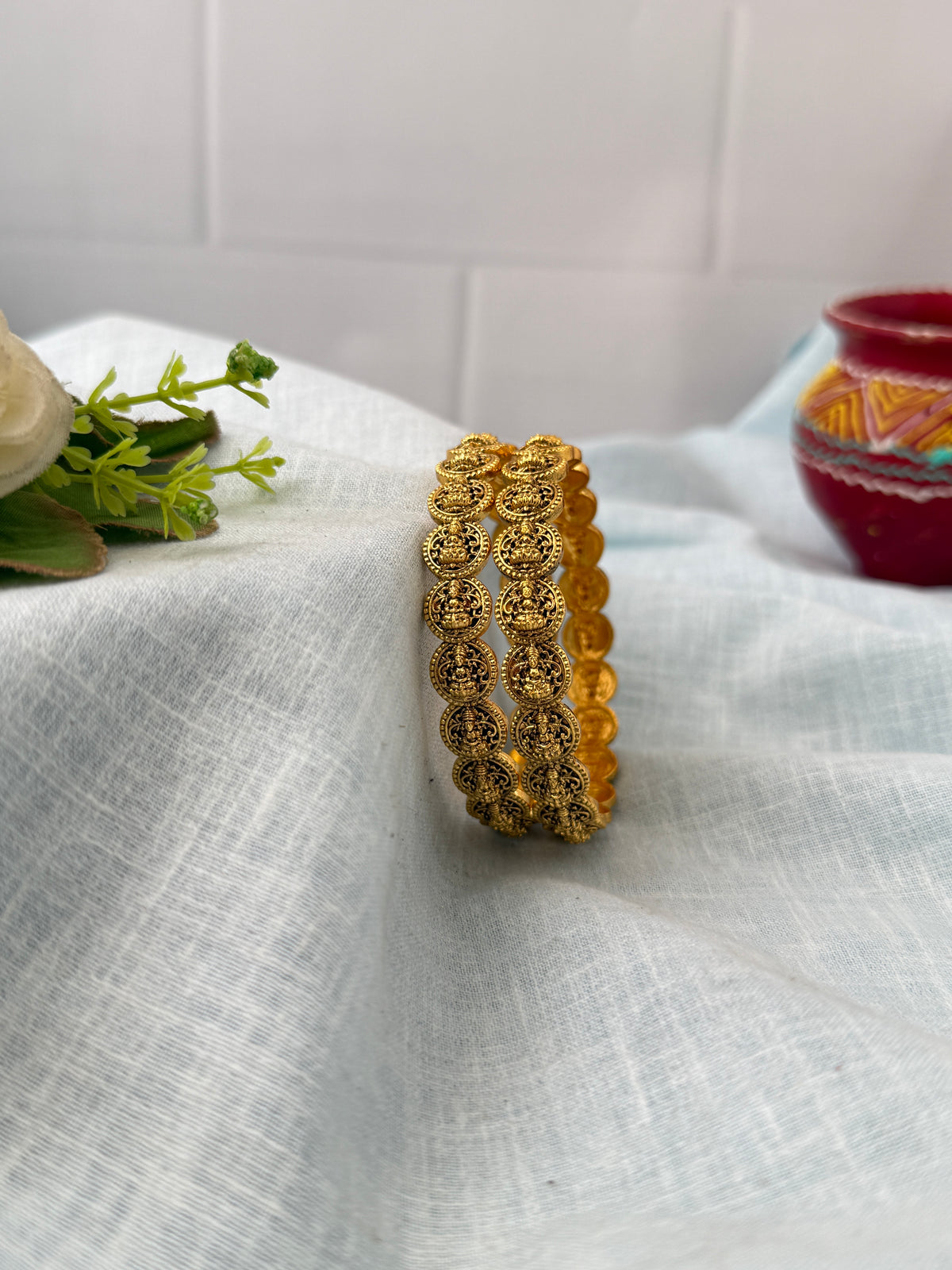 Antique temple style bridal bangles for women by Mahila