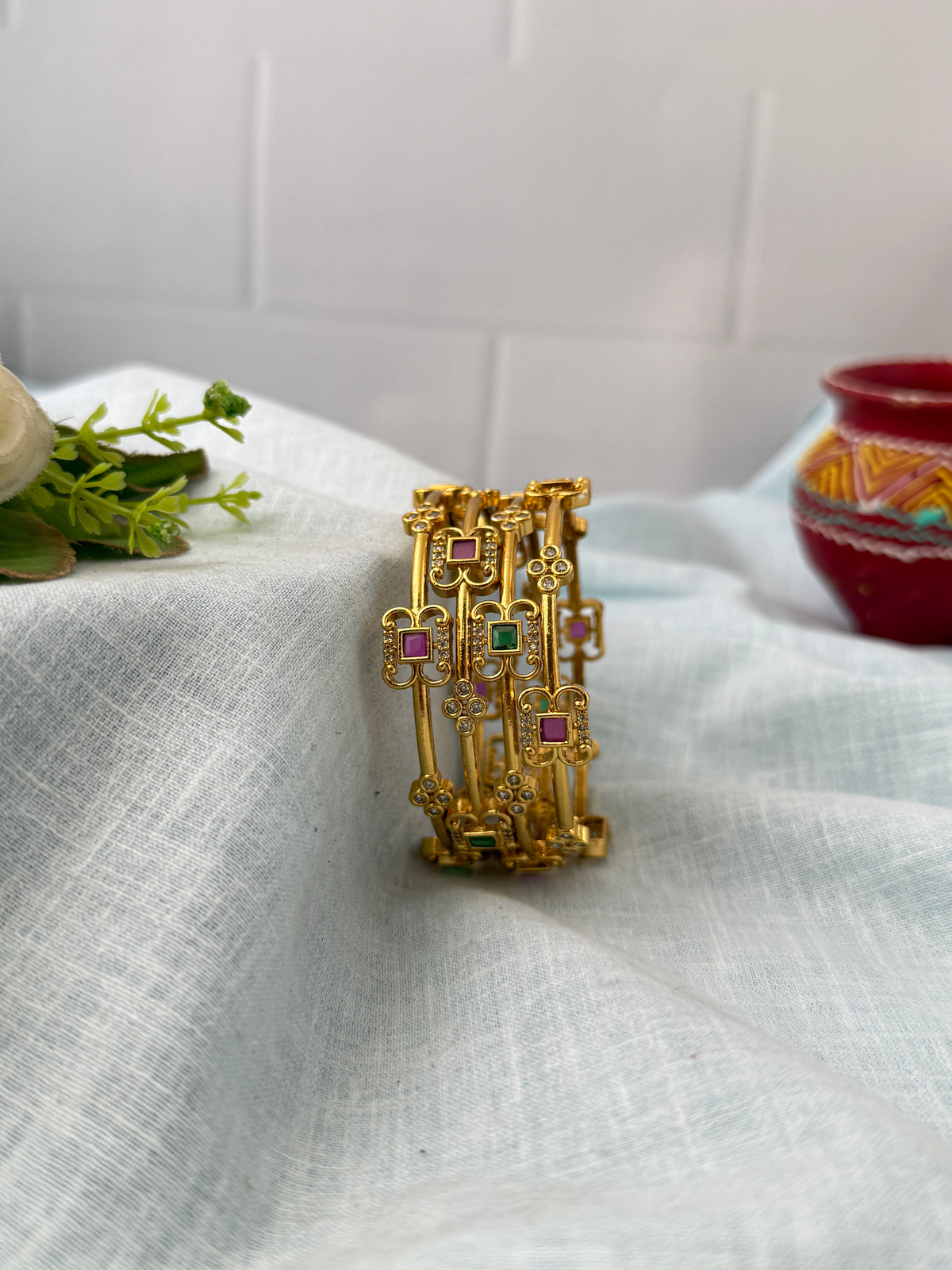 Antique temple style bridal bangles for women by Mahila