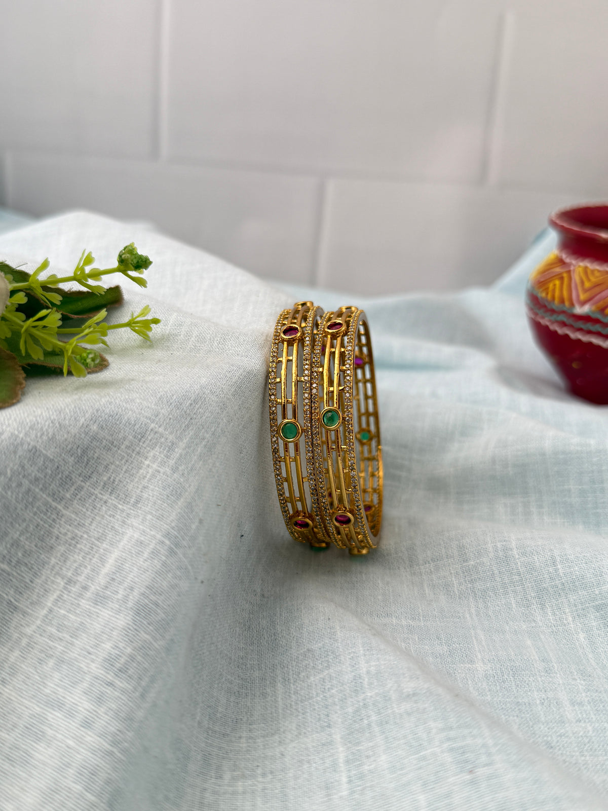 Antique temple style bridal bangles for women by Mahila