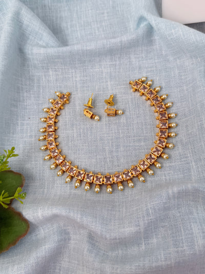 Kundan Designer Necklace Premium Short Set | N0866