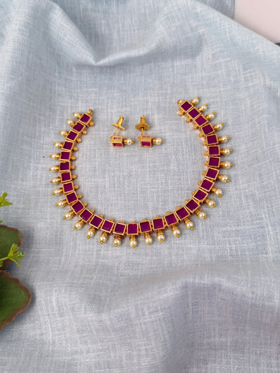 Kundan Designer Necklace Premium Short Set | N0869