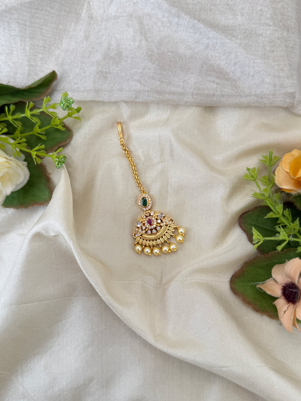 Royal Gold Stone Maang Tikka 678