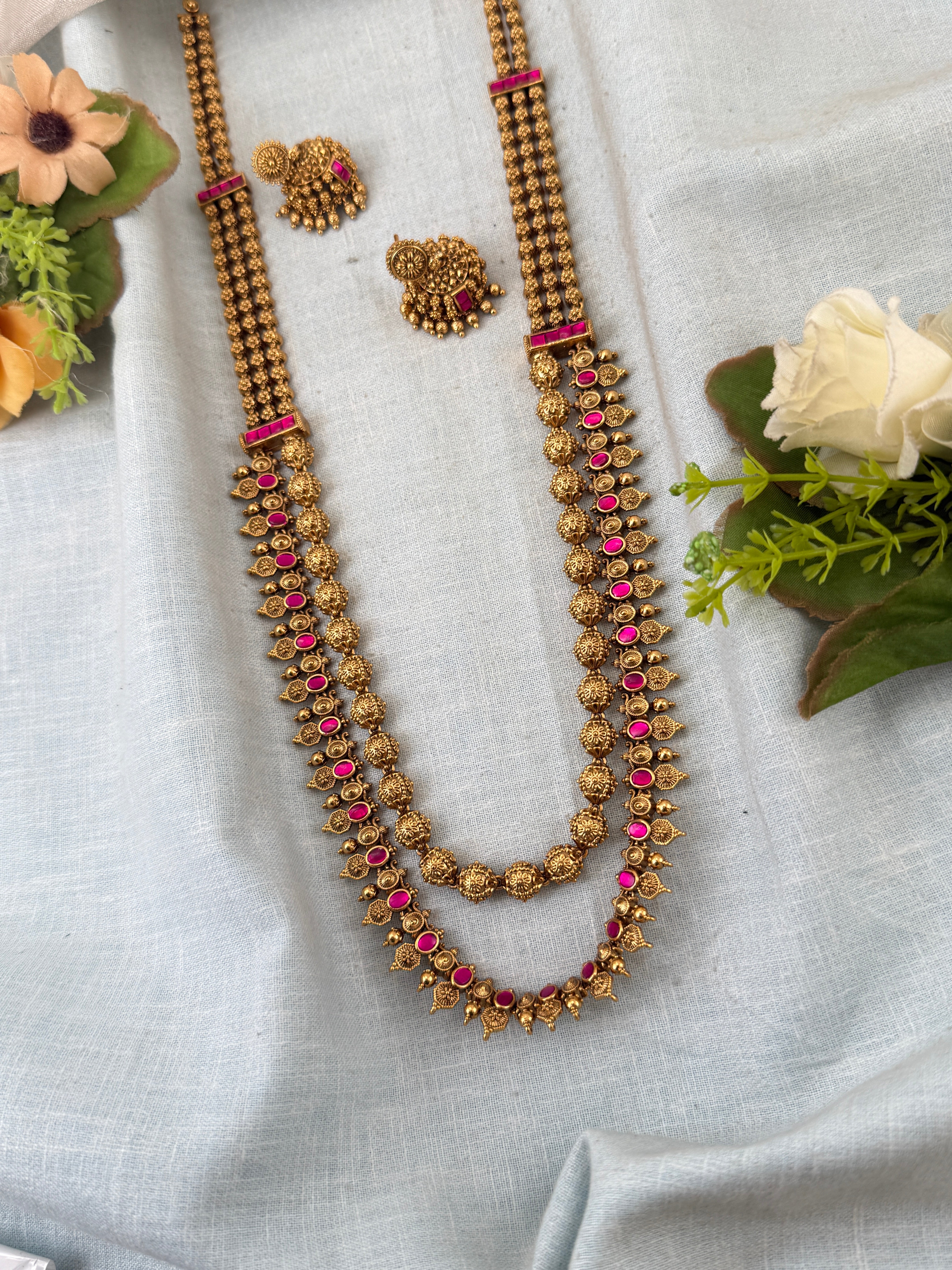 Royal Antique Layered Long Necklace Set 1071