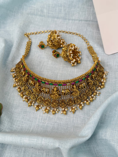 Antique Grand Choker Lakshmi Necklace Set| N0882