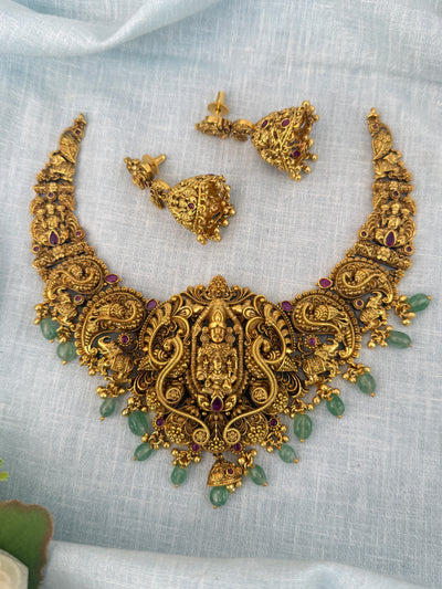 Antique Grand Necklace Venkateshwara Pendant Short Set| N0881