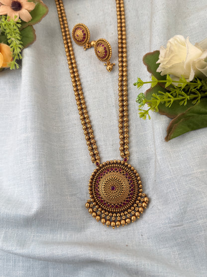 Royal Antique Pendant Long Necklace Set 1082
