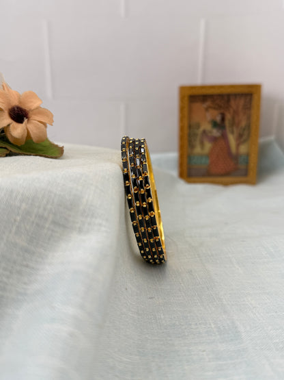 Luxurious Thin Stone Bangles Gold Base 7197 - 9 Colors