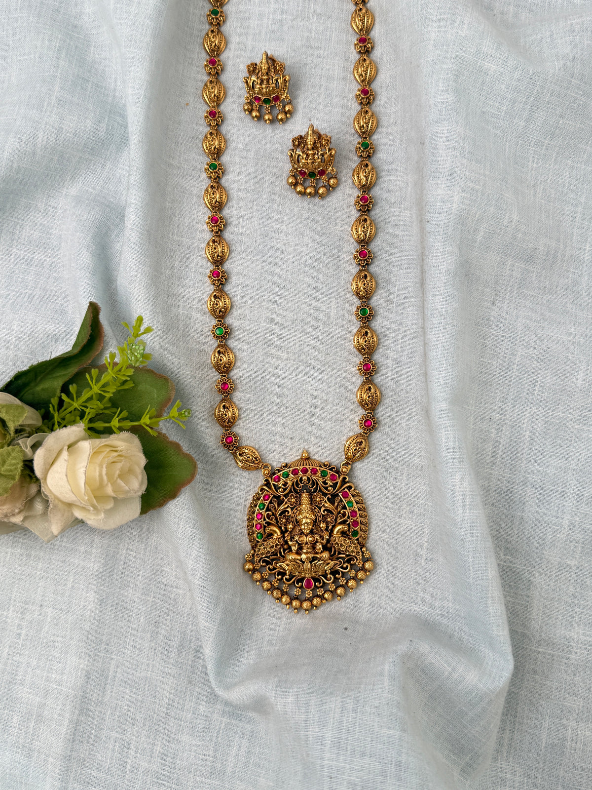 Antique Designer Necklace Lakshmi Pendant Long Set | N1072