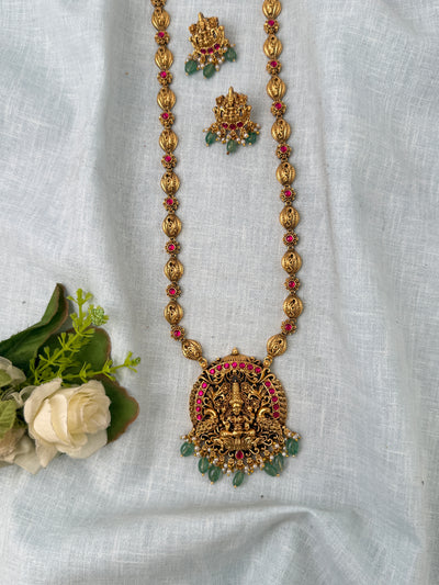 Antique Designer Necklace Lakshmi Pendant Long Set | N1073