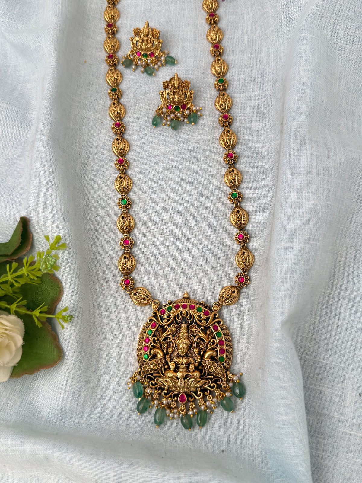 Antique Designer Necklace Lakshmi Pendant Long Set | N1074