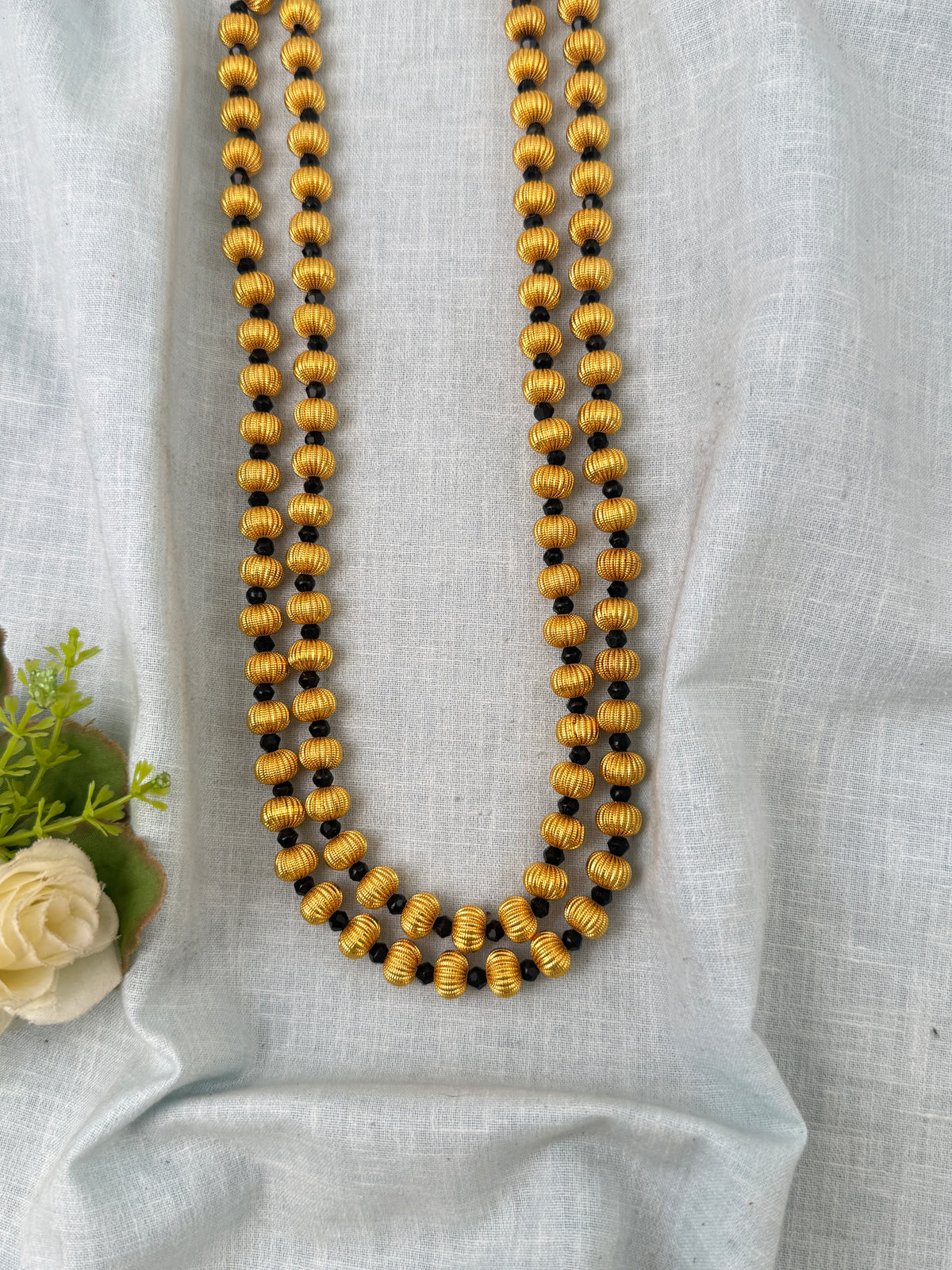 Antique Gold Beads Layered Necklace Premium Long Chain| C0036