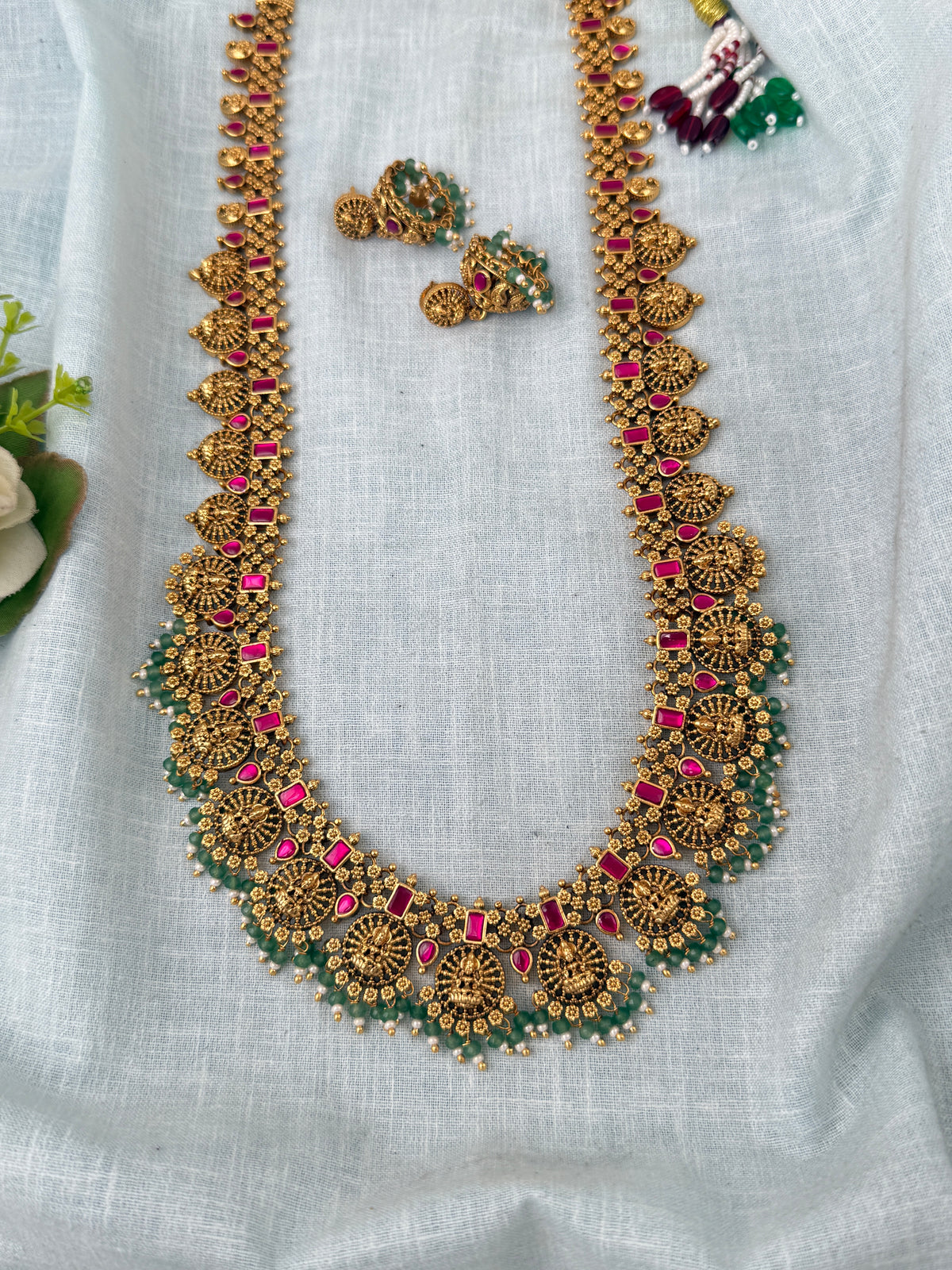 Antique Grand Lakshmi Necklace Premium Long Set | N1119