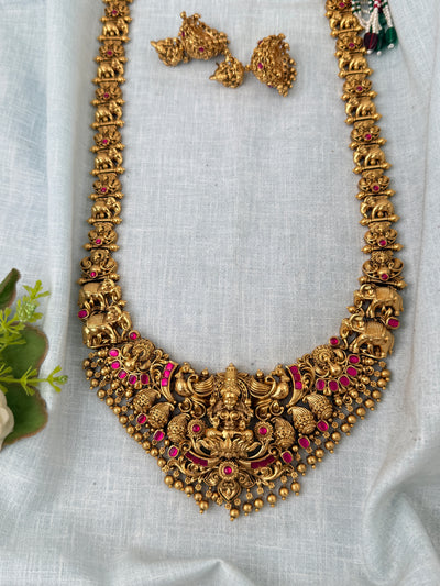 Antique Grand Lakshmi Necklace Premium Long Set | N1109