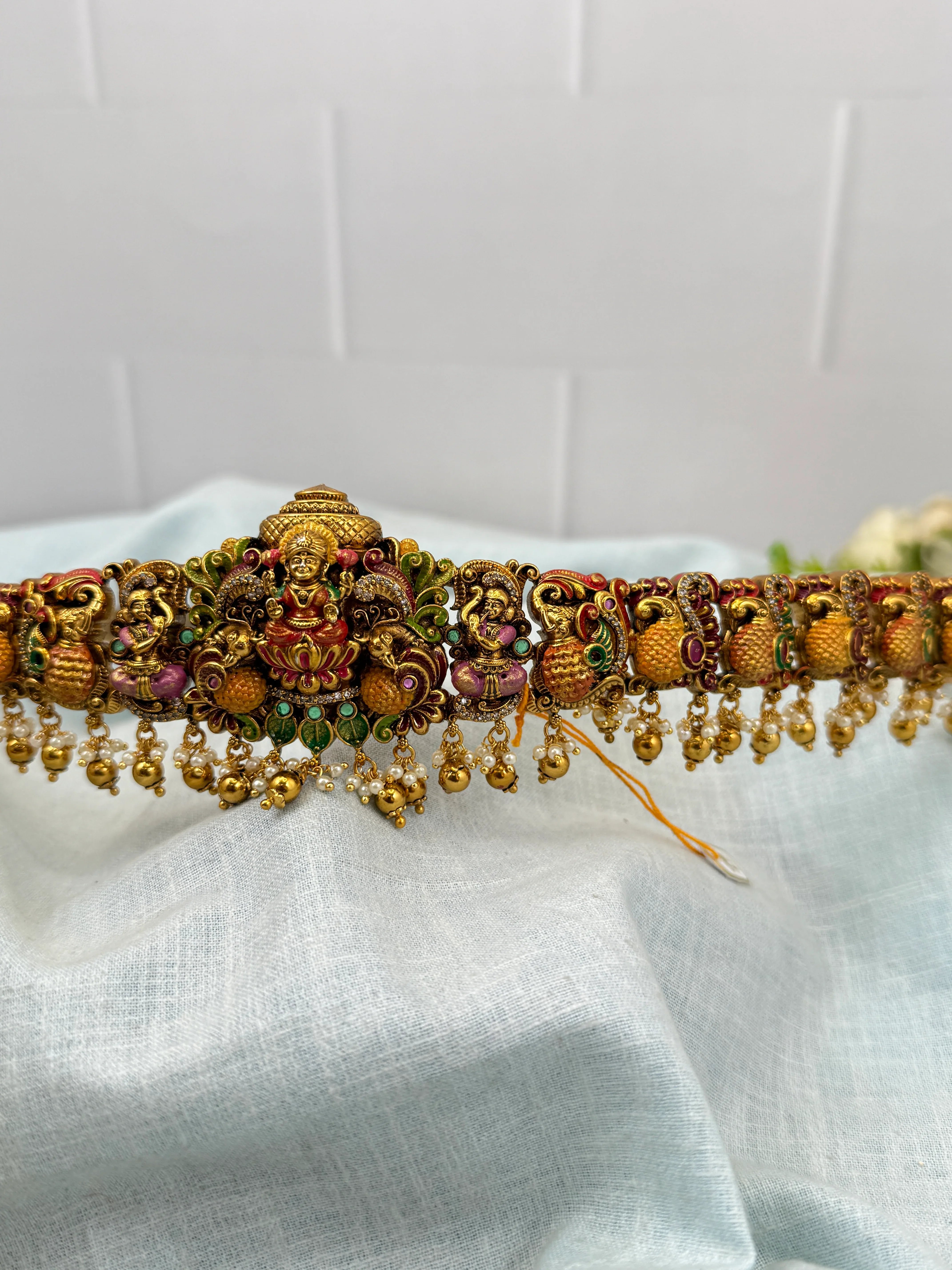 Royal Peacock Lakshmi Hand Painted Vaddanam Kamarbandh 7193