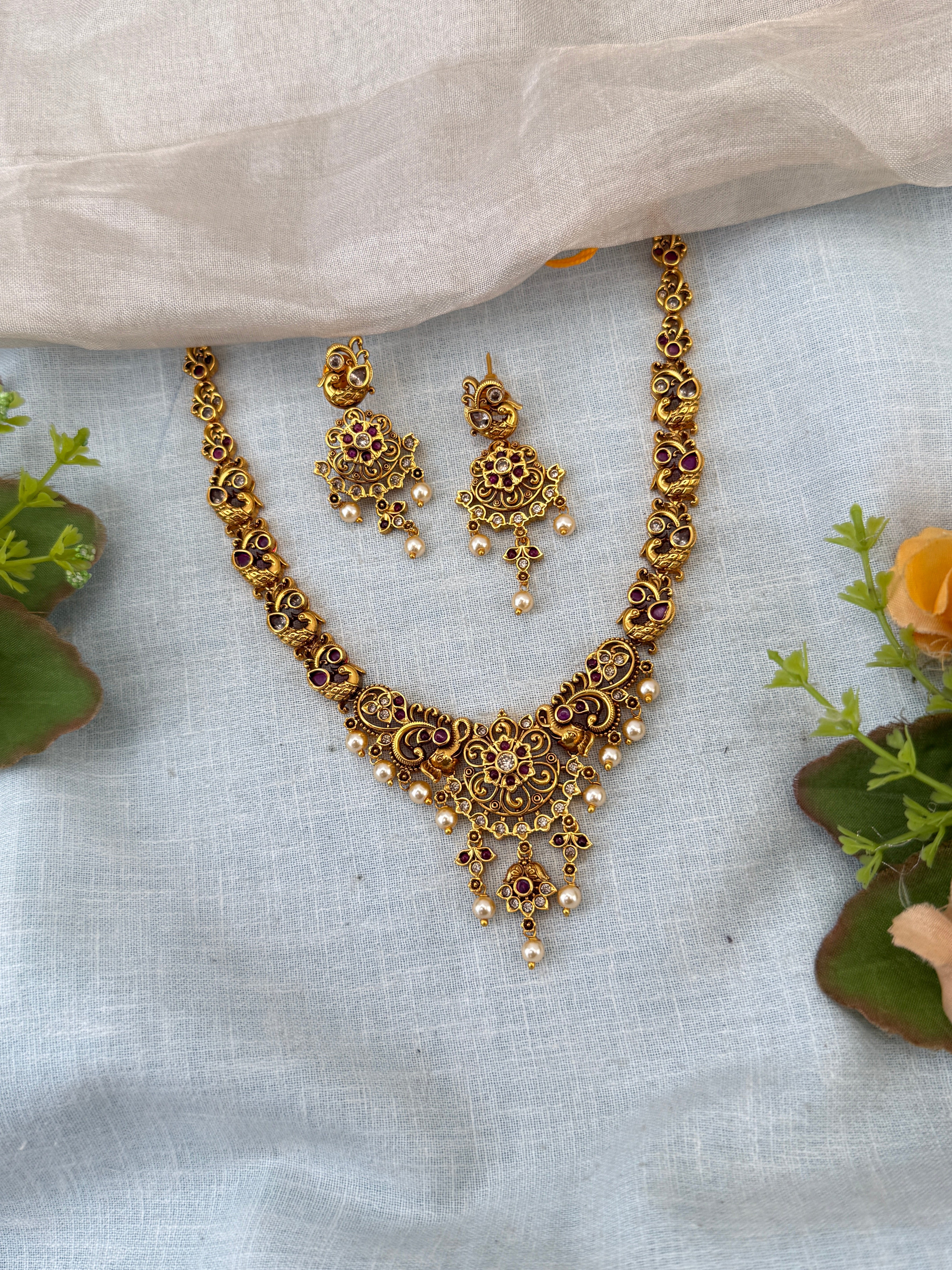 Royal Antique Short Pendant Necklace Set 1175