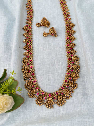 Antique Grand Lakshmi Necklace Premium Long Set | N1116