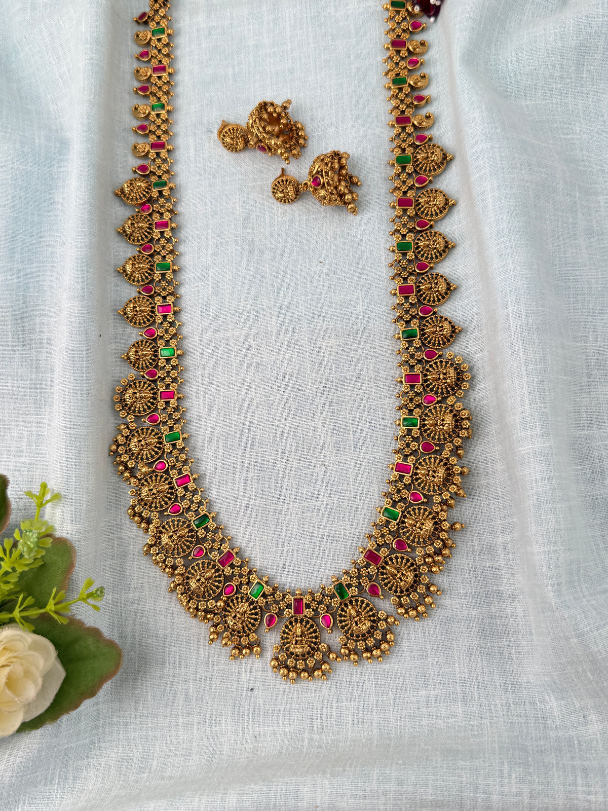 Antique Grand Lakshmi Necklace Premium Long Set | N1117