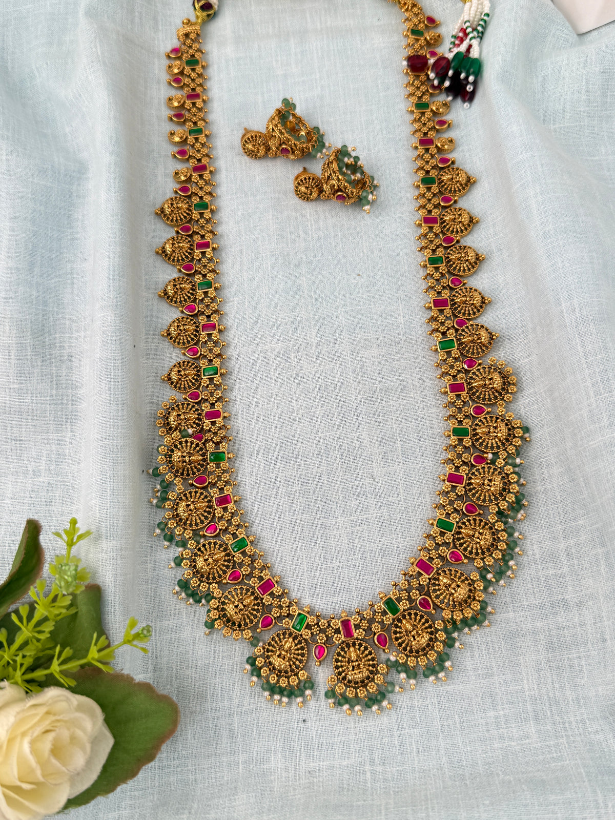 Antique Grand Lakshmi Necklace Premium Long Set | N1118