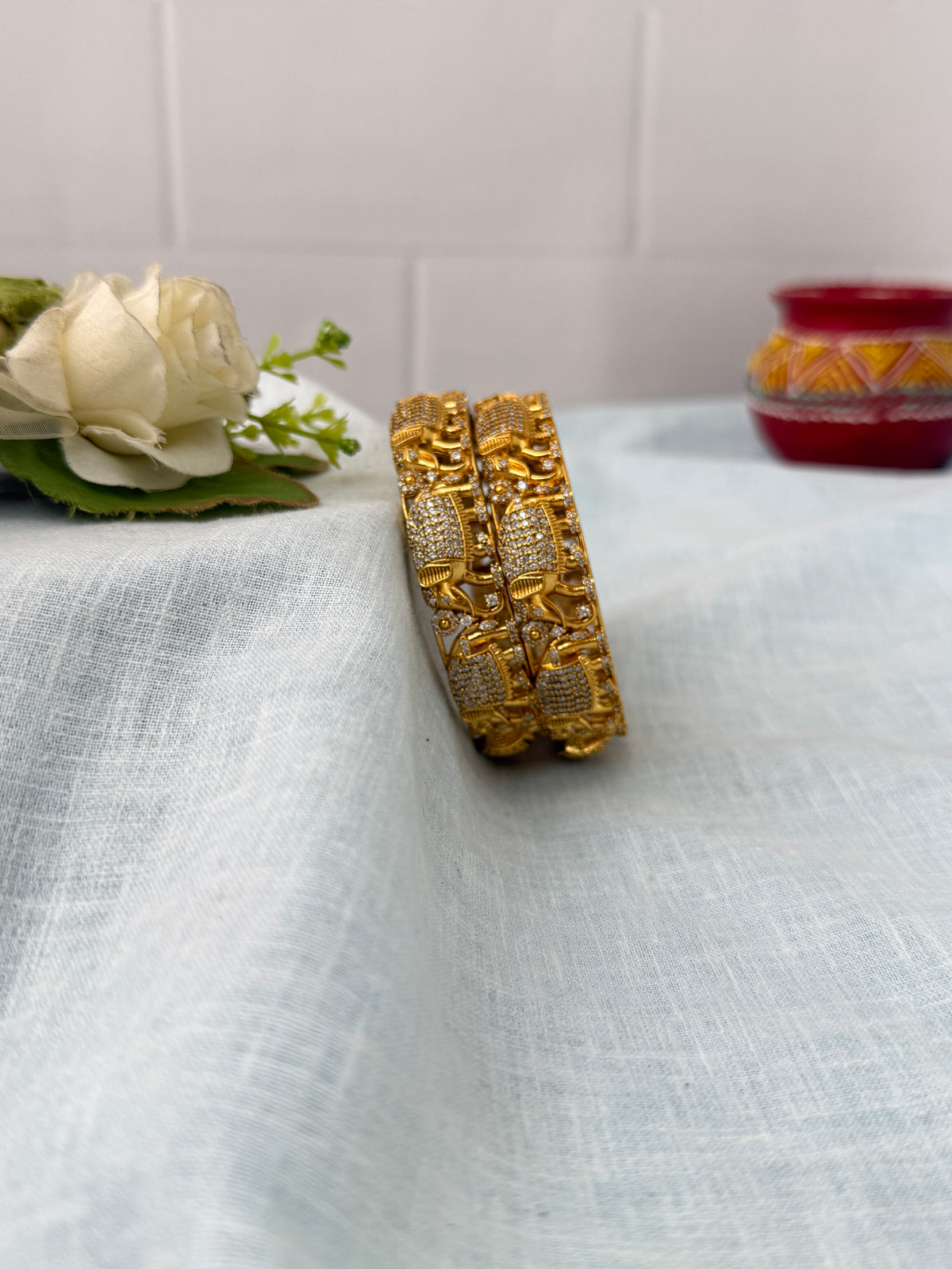 Antique temple style bridal bangles for women by Mahila